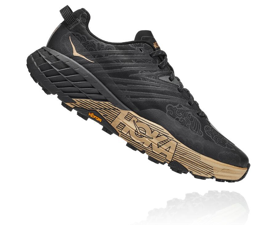 Hoka Australia One One Speedgoat 4 CNY - Mens Trail Shoes Black/Gold - RTUMP-4179